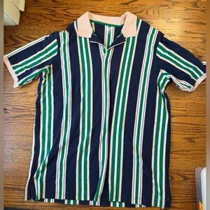 Lands' End Men's Striped Polo Shirt - Navy, Green, Pink